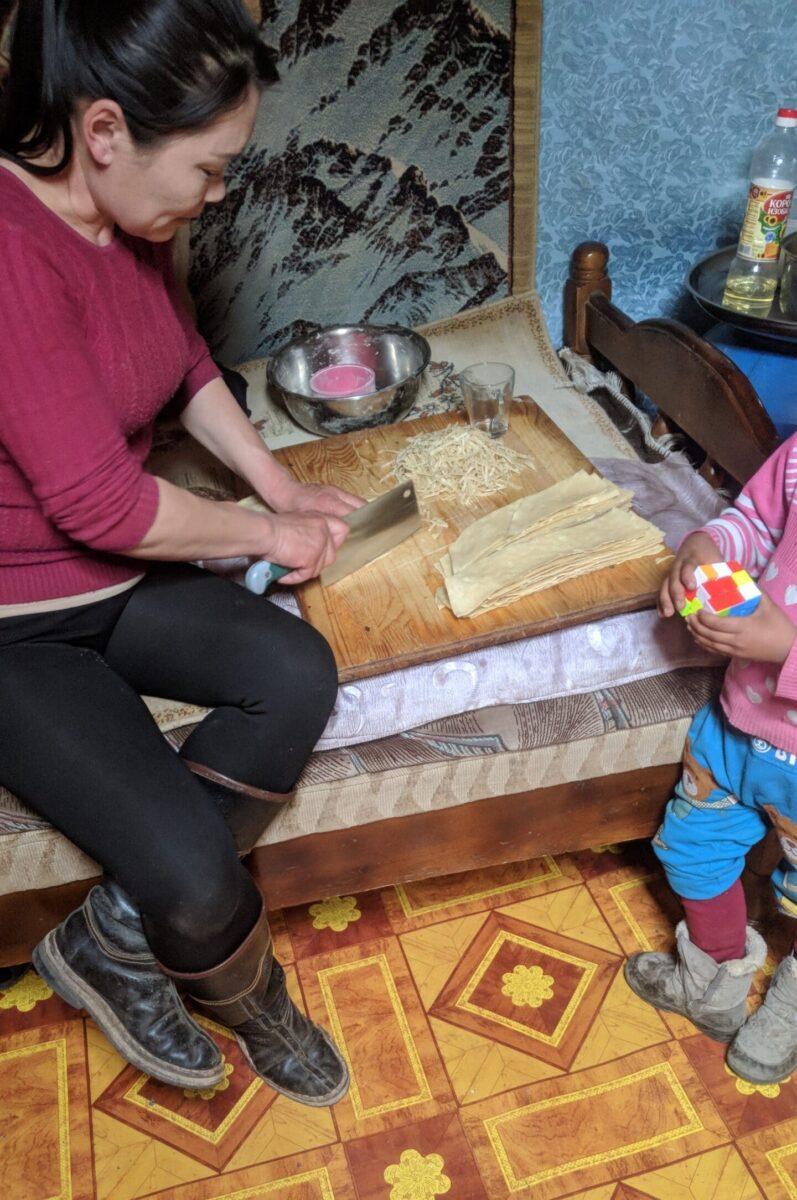 Dinner while staying with a nomadic Mongolian family