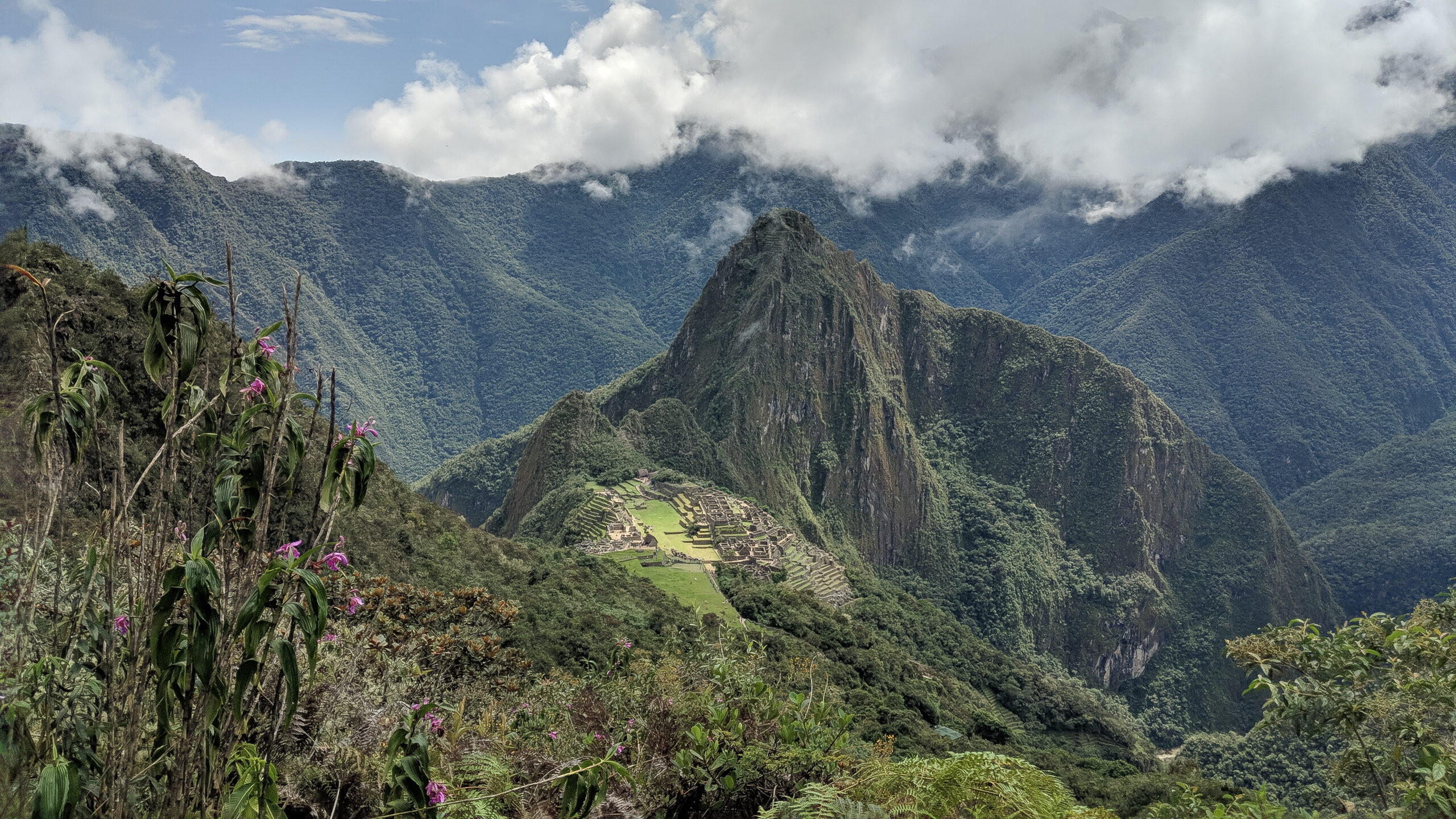 Machu Picchu from about halfway down the mountain