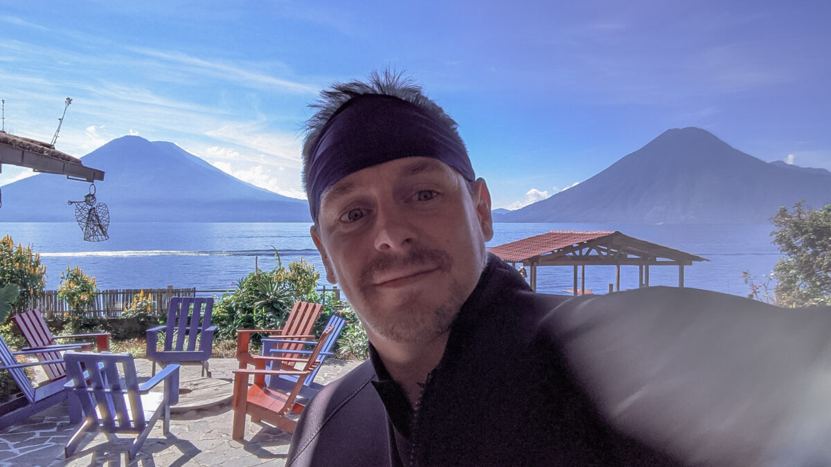 Gearing up to go diving in Lake Atitlan