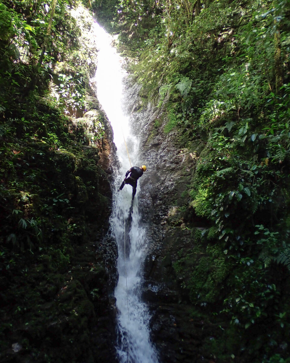 Rappeling down a waterfall while Canyoneering in Costa Rica!